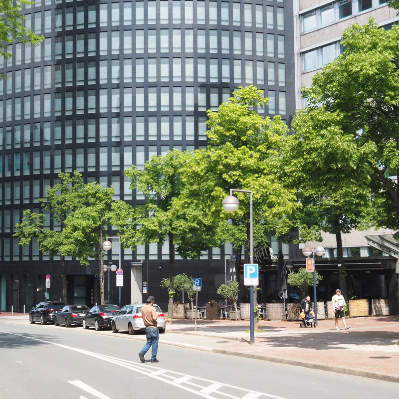 Bild: Straßenbäume vor dem RWE-Tower, Dortmund